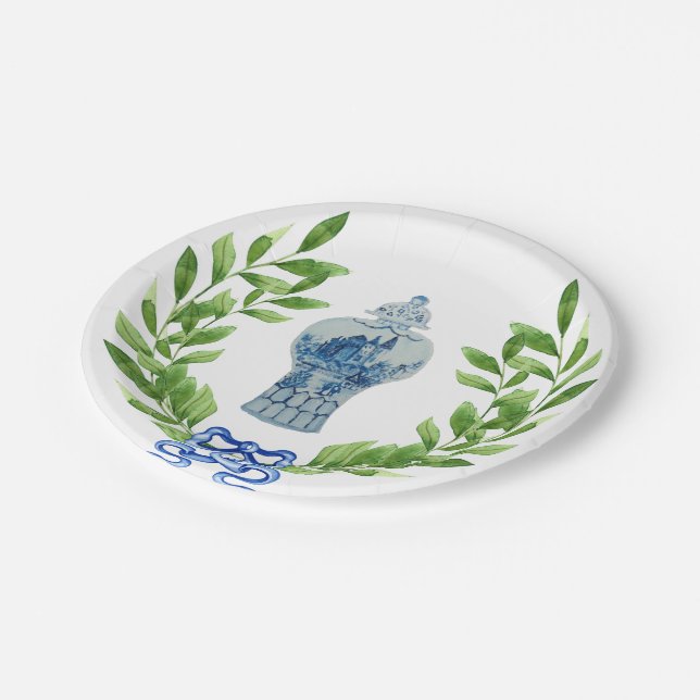 Blue & White Ginger Jar Paper Plate (Angled)