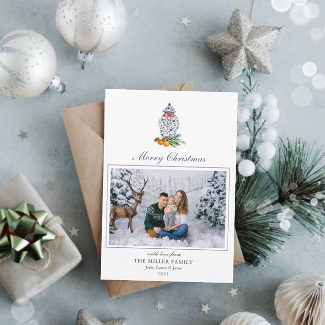 Blue & white Ginger jar Photo  Holiday Card (Creator Uploaded)