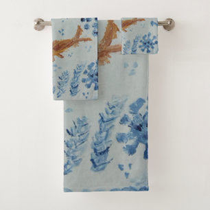 Blue White Ginger Jar Towel Set Fish Towel Set