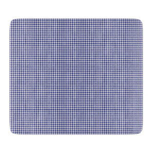 Blue-White Gingham-6 x 7 GLASS CUTTING BOARD