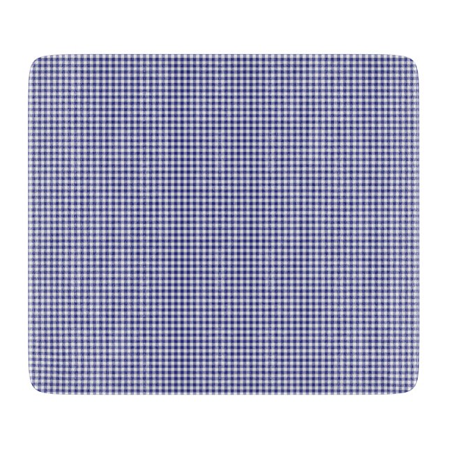 Blue-White Gingham-6 x 7 GLASS CUTTING BOARD (Front)