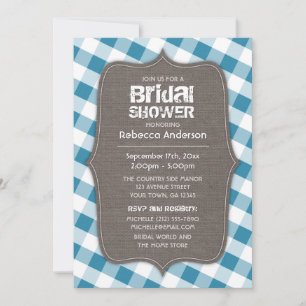Blue & White Gingham Canvas Bridal Shower Invitation