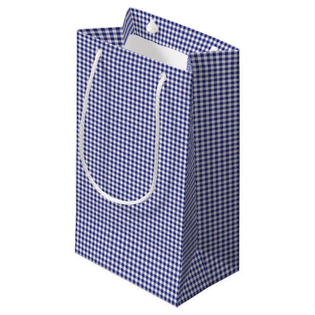 Blue-White Gingham-GIFT BAG s (Front Angled)
