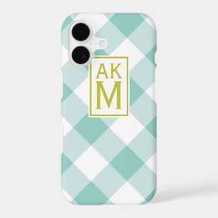 Blue & White Gingham Monogram iPhone 7 Plus Case