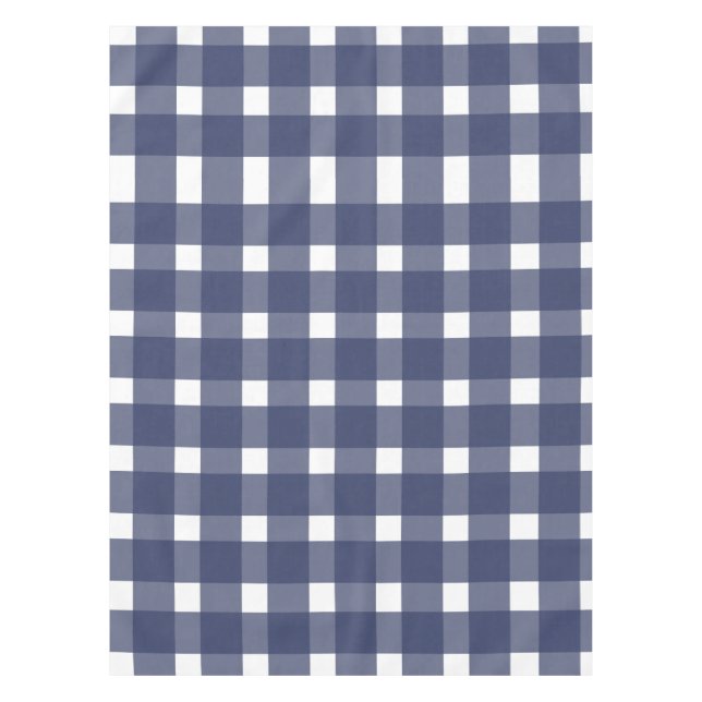 Blue White Gingham Pattern Tablecloth (Front)