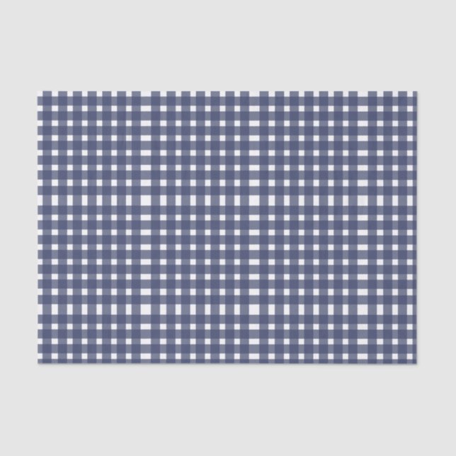 Blue White Gingham Pattern Tissue Paper (Front)