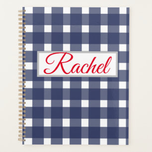 Blue White Gingham Personalised  Planner