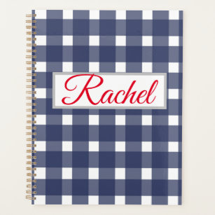 Blue White Gingham Personalised  Planner