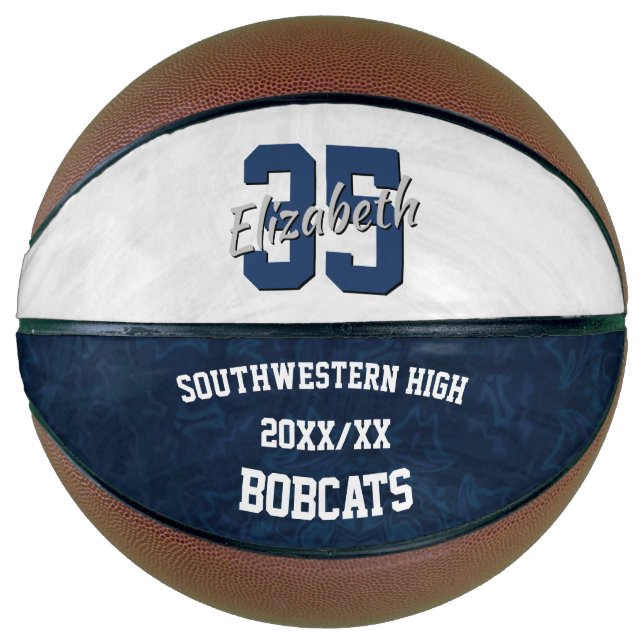 blue white girls team spirit commemorative basketball (Front)
