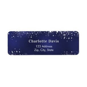 Blue white glitter return address