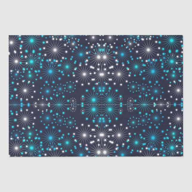 Blue & White Glitter Snowflakes  Tissue Paper (Front)