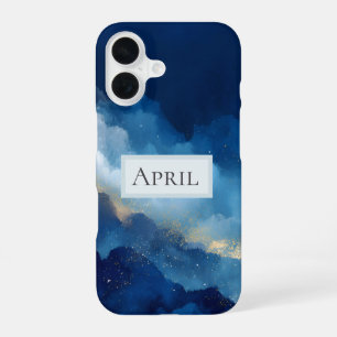 Blue, White & Gold Abstract iPhone 16 Case