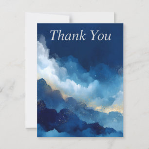 Blue, White & Gold Abstract Thank You Card