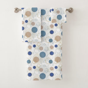 Blue white gold beach bathroom coastal bath towel set