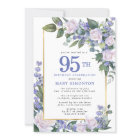 Blue White Gold Floral 95th Birthday