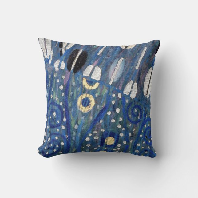 Blue White Gold Klimt Art Nouveau Pillow (Front)
