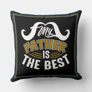 Blue White Gold Typography Happy Fathers Day  Cushion