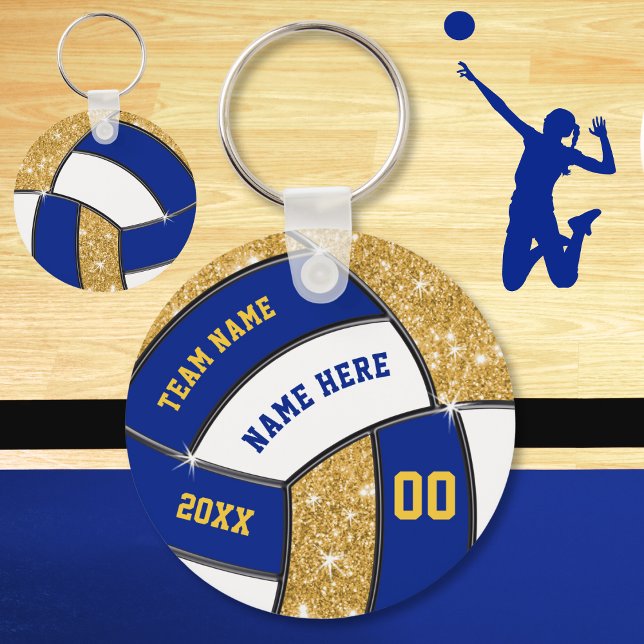 Blue White Gold, Volleyball Team Gifts, Volleyball Key Ring (Cheap, Volleyball Souvenirs for Girls. Nice as, Volleyball party favors or cheap volleyball gifts.)