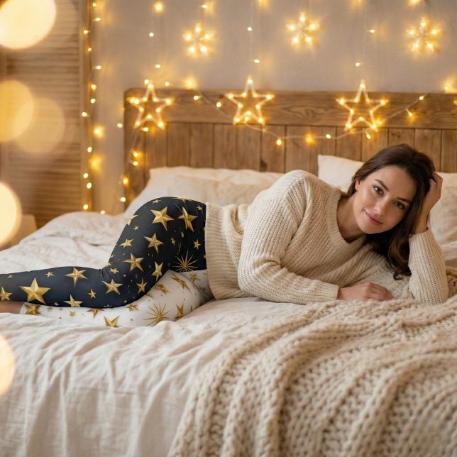 Blue & White Golden Stars Split Leggings (Creator Uploaded)