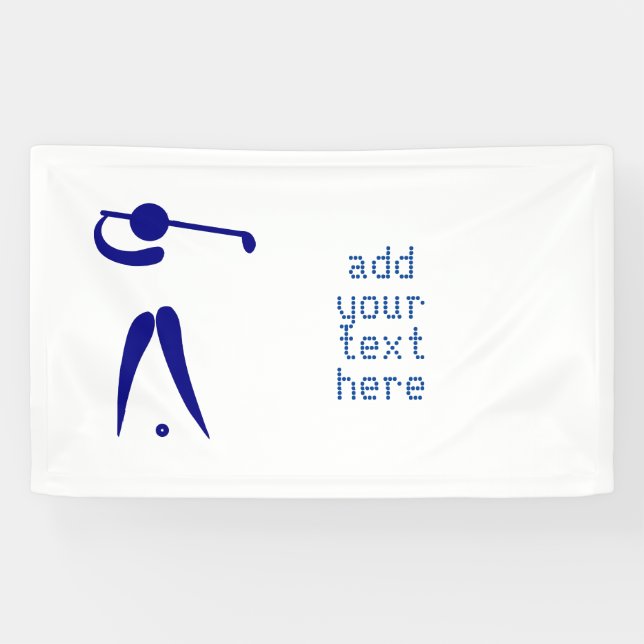 Blue White Golf Player Style Custom Sports Banner (Horizontal)