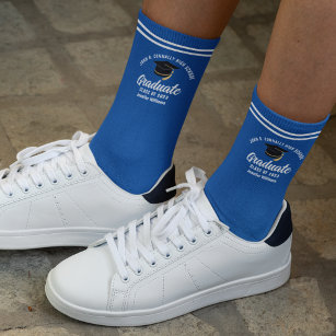 Blue White Graduate Personalised 2024 Graduation Socks