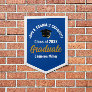 Blue White Graduate Personalised 2025 Graduation Pennant