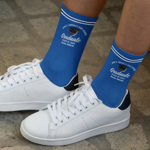 Blue White Graduate Personalised 2026 Graduation Socks