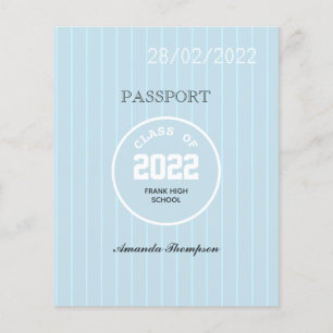 Blue & White Graduation Passport Photo Invitation Flyer