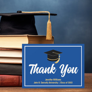 Blue White Graduation Personalised Graduate Thank You Card
