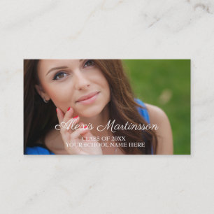 Blue White Graduation Photo Profile Insert Card
