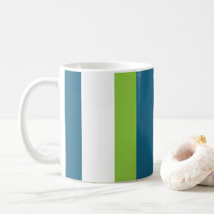 Blue White Green Vertical Stripes Coffee Mug