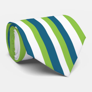 Blue White Green Vertical Stripes Tie
