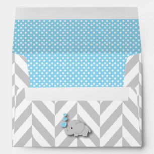 Blue, White Grey Elephant Baby Shower Envelopes