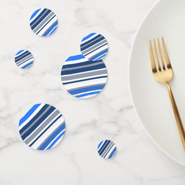 Blue/White/Grey Lines/Stripes Pattern Confetti (Group)
