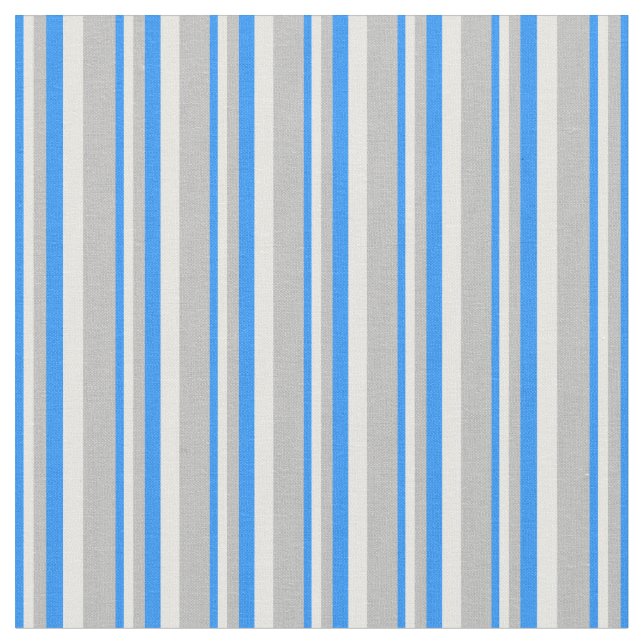 Blue, White & Grey Pattern Fabric (Close Up)