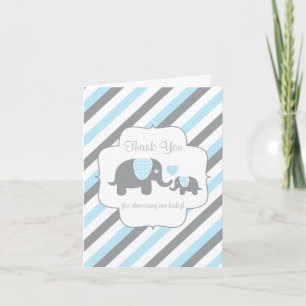 Blue, White Grey Stripe Elephant  Thank You