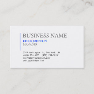 Blue & White Grey Stylish Manager Business Card