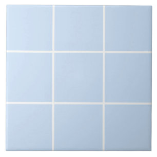 Blue White Grid Line Pattern Tile