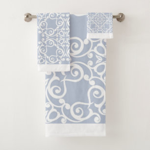 BLUE WHITE HAMPTONS CUSTOM BATHROOM TOWEL SET
