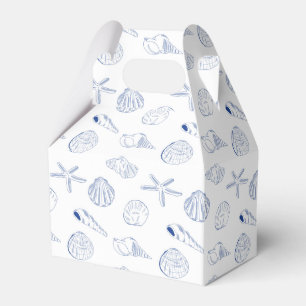 Blue White Hand Drawn Seashells Beach Summer Favour Box
