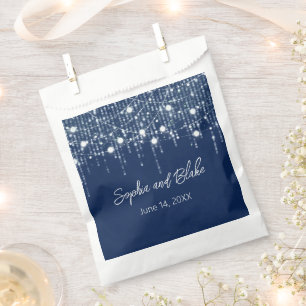 Blue & White Hanging Lights Wedding Favour Bags