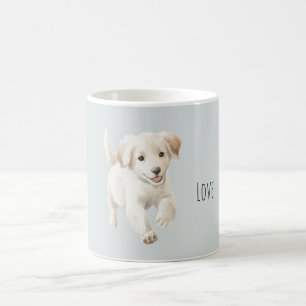 Blue White Happy Dog Coffee Mug