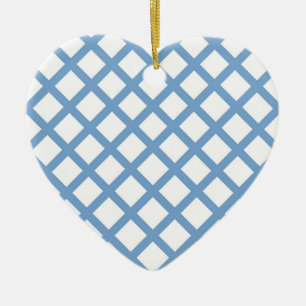 Blue White Harlequin Diamond Stripe Ornament