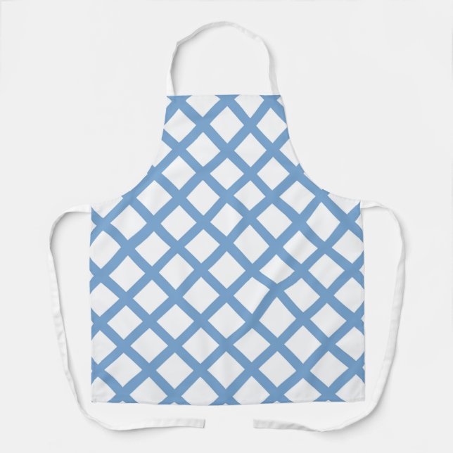 Blue White Harlequin Diamond Stripe Pattern Apron (Front)