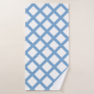 Blue White Harlequin Diamond Stripe Pattern Bath Towel