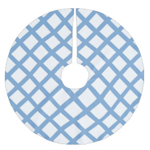 Blue White Harlequin Diamond Stripe Pattern Brushed Polyester Tree Skirt
