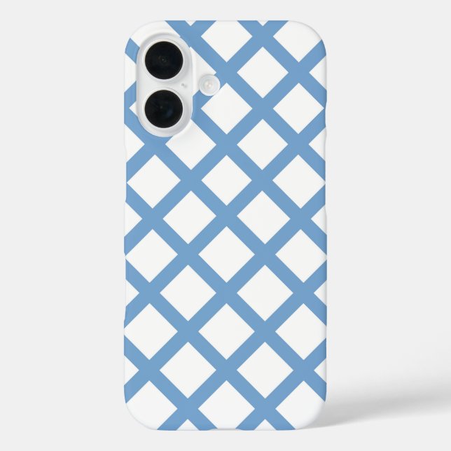 Blue White Harlequin Diamond Stripe Pattern Case-Mate iPhone Case (Back)