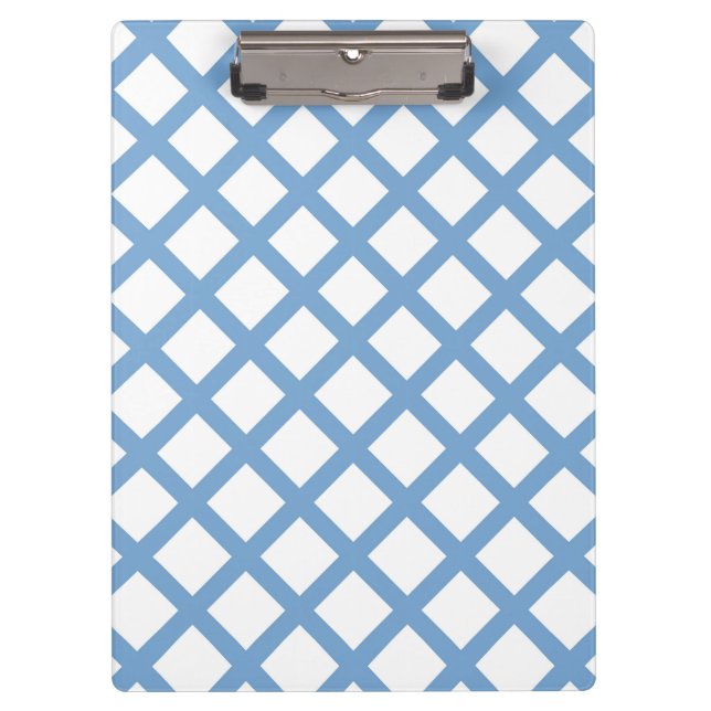 Blue White Harlequin Diamond Stripe Pattern Clipboard (Front)