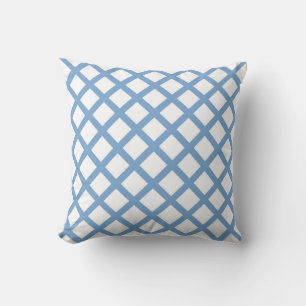 Blue White Harlequin Diamond Stripe Pattern  Cushion
