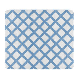 Blue White Harlequin Diamond Stripe Pattern Cutting Board